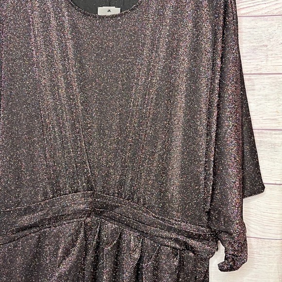 Eloquii Dress Dolman Sleeves Tulip Hem Lurex Metallic Sparkly Black New Size 24 - Picture 13 of 15